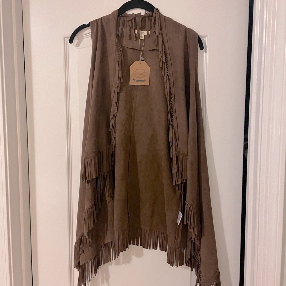 NWT Brown Fringe Vest